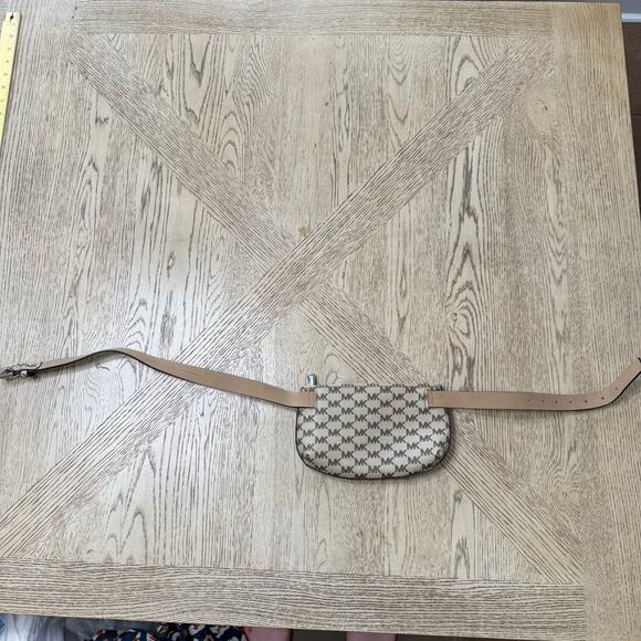 Michael Kors White Tan Monogrammed Fanny Pack Belt Bag - Picture 7 of 9